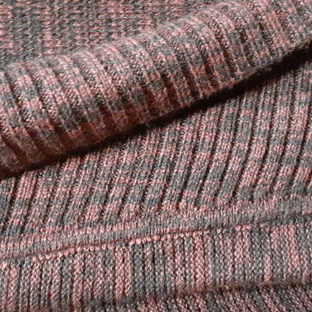 Open Front Rib Knit Cardigan. Brown\Multi - Picture 3 of 4